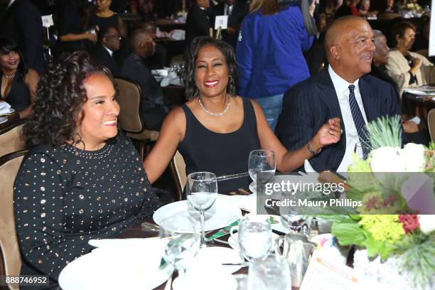 Charisse Beamond-Weaver, Pat Harvey and Ken Lombard attend the 49th Annual Pioneer of African American Achievement Award dinner at The Beverly Hilton...