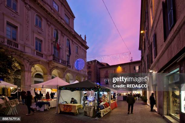 Christmas market. Illuminations. Macerata.Marche. Italy. Europe.