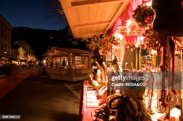 Christmas market. Rosmini street. Vallagarina. Trentino. Italy. Europe.