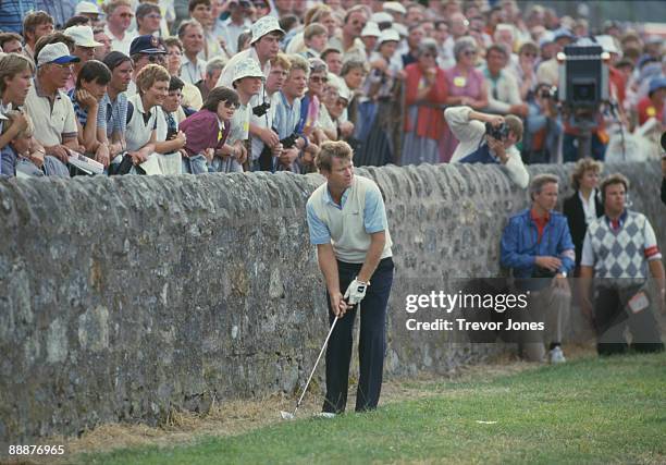 American golfer Tom Watson takes his third shot at the 17th hole during the final round of the British Open at the Old Course at St Andrews,...