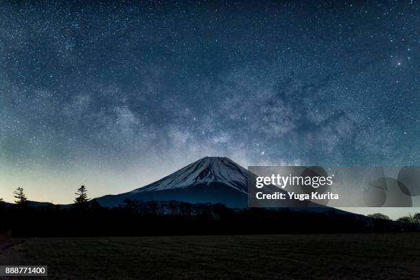 mt. fuji and the milky way - mt fuji stock pictures, royalty-free photos & images