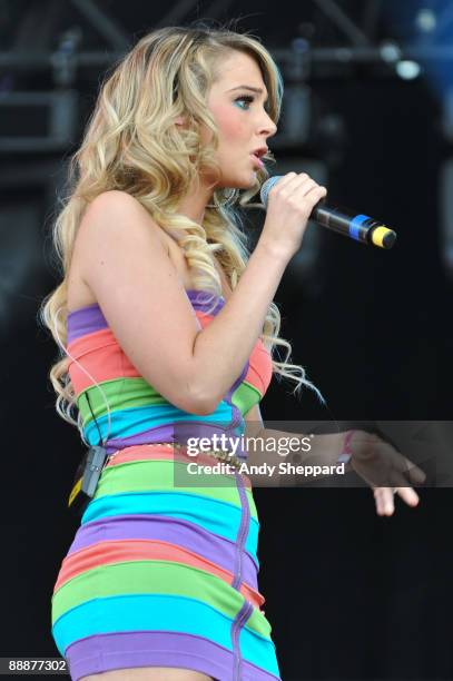 Tula 'Tulisa' Contostavlos of N-Dubz performs on stage on the second day of Wireless Festival 2009 in Hyde Park on July 5, 2009 in London, England.