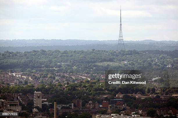 Crystal Palace Tower stands as seen from the roof of Cromwell Tower on the Barbican Estate on July 7, 2009 in London, England. Many of London's...