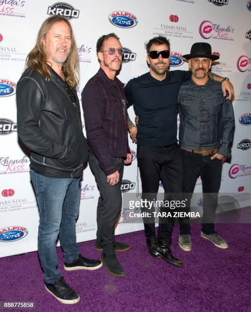 Musicians Jerry Cantrell, Scott Shriner, Franky Perez and Dave Kushner of Hellcat Saints attend Rhonda's Kiss Los Angeles Benefit Concert on December...