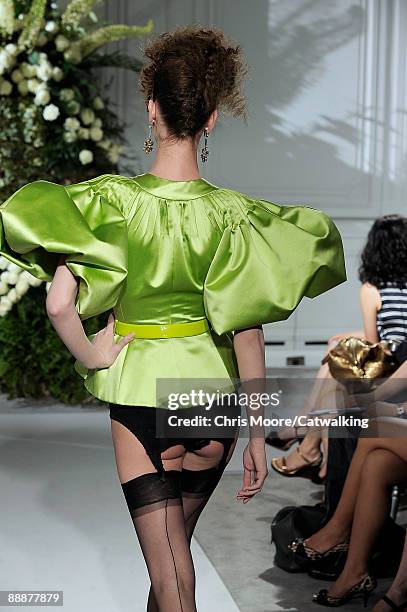 Model walks the runway at the Christain Dior fashion show during Paris Fashion Week Haute Couture Autumn/Winter 2009/2010 on July 6, 2009 in Paris,...