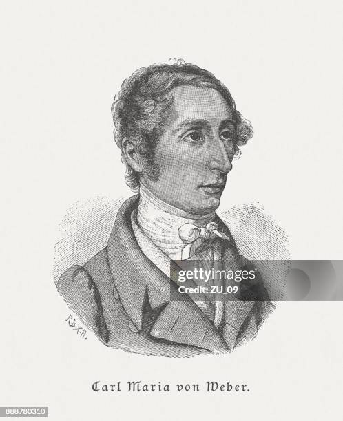 carl maria von weber (1786-1826), german composer, published in 1887 - carl maria von weber stock illustrations