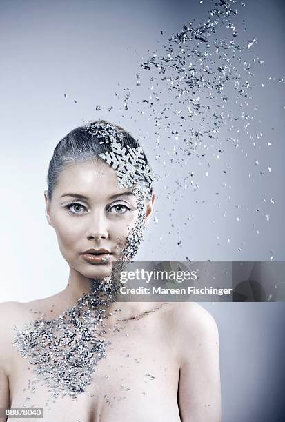 girl with ice crystals - mareen fischinger stock-fotos und bilder