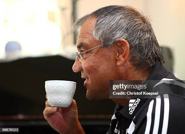 Head coach Felix Magath of Schalke attends a press conference at the "Aselager Muehle" Hotel on July 7, 2009 in Herzlake, Germany.