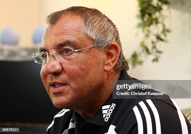 Head coach Felix Magath of Schalke attends a press conference at the "Aselager Muehle" Hotel on July 7, 2009 in Herzlake, Germany.