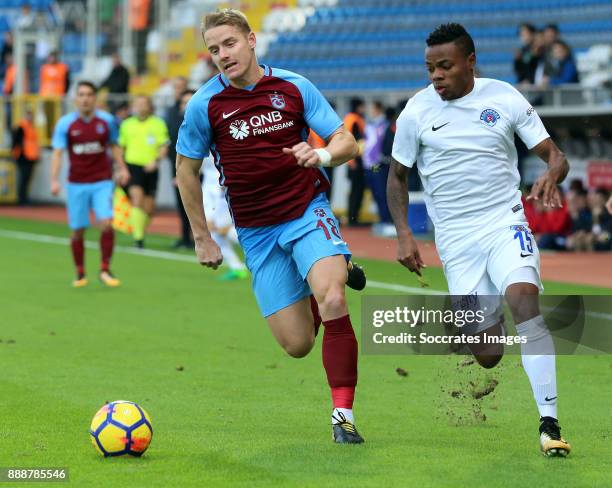 Tomas Hubocan of Trabzonspor, Jhon Jairo Murillo of Kasimpasa during the Turkish Super lig match between Kasimpasaspor v Trabzonspor at the Recep...