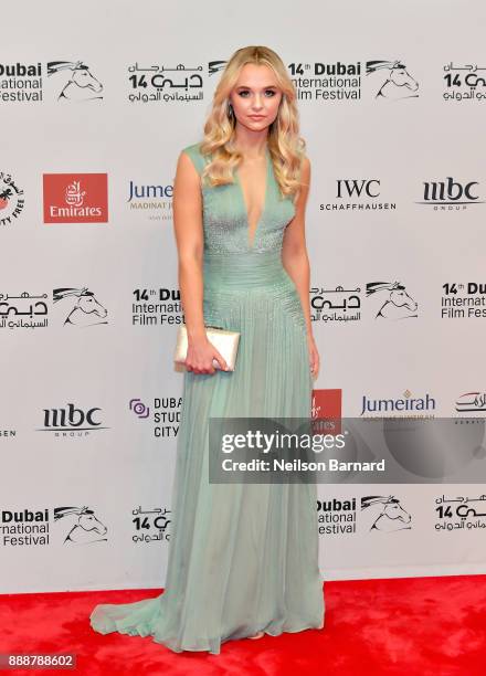 Madison Iseman attends the "Jumanji: Welcome to the Jungle" on day four of the 14th annual Dubai International Film Festival held at the Madinat...