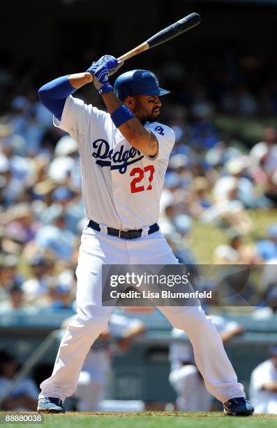 Matt Kemp of the Los Angeles Dodgers bats against the Seattle Mariners at Dodger Stadium on June 28, 2009 in Los Angeles, California.