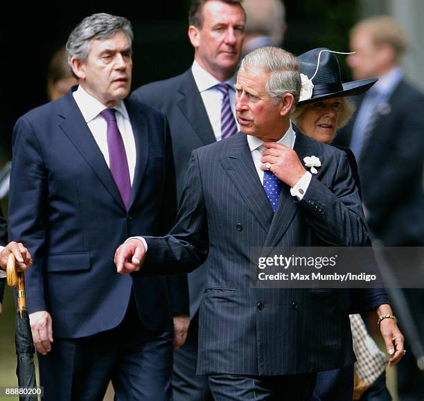 Prime Minister Gordon Brown, Prince Charles, Prince of Wales and Camilla, Duchess of Cornwall attend the unveiling of the July 7 bombings memorial...