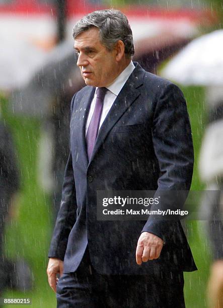 Prime Minister Gordon Brown attends the unveiling of the July 7 bombings memorial service at Hyde Park on July 7, 2009 in London, England. The one...