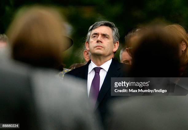 Prime Minister Gordon Brown attends the unveiling of the July 7 bombings memorial service at Hyde Park on July 7, 2009 in London, England. The one...