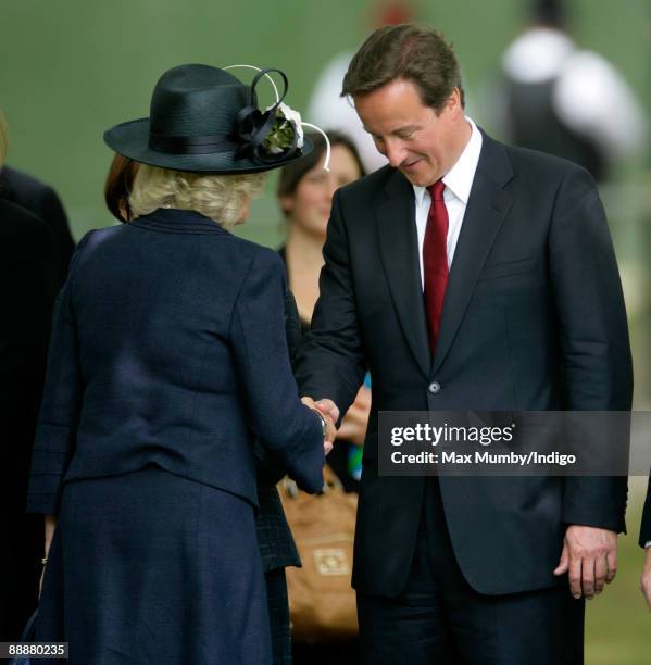 Camilla, Duchess of Cornwall and Conservative Party Leader David Cameron attend the unveiling of the July 7 bombings memorial service at Hyde Park on...