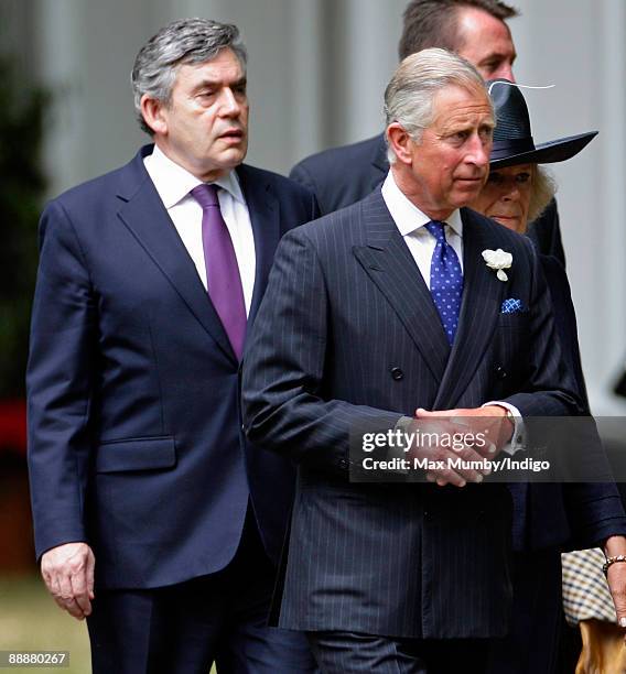 Prime Minister Gordon Brown, Prince Charles, Prince of Wales and Camilla, Duchess of Cornwall attend the unveiling of the July 7 bombings memorial...