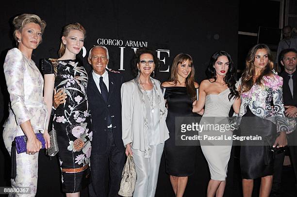 Mafalda Von Hesse, Cate Blanchett, Giorgio Armani, Claudia Cardinale, Elsa Pataky, Megan Fox and Kasia Smutniak attend the Giorgio Armani Prive...