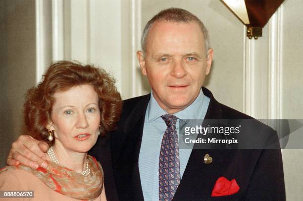 Anthony Hopkins and wife Jennifer Lynton, at the Variety Club Show Business awards, 1st February 1994.