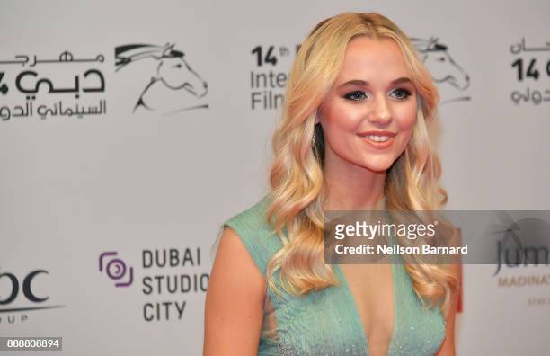 Madison Iseman attends the "Jumanji: Welcome to the Jungle" on day four of the 14th annual Dubai International Film Festival held at the Madinat...