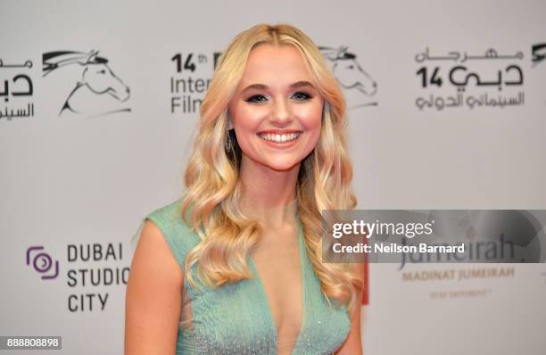 Madison Iseman attends the "Jumanji: Welcome to the Jungle" on day four of the 14th annual Dubai International Film Festival held at the Madinat...