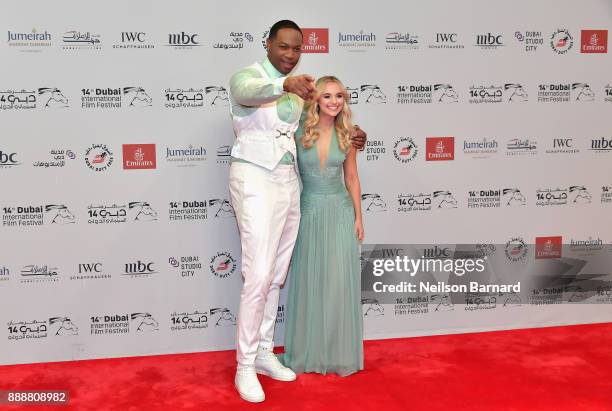 Ser Darius Blain and Madison Iseman attend the "Jumanji: Welcome to the Jungle" on day four of the 14th annual Dubai International Film Festival held...