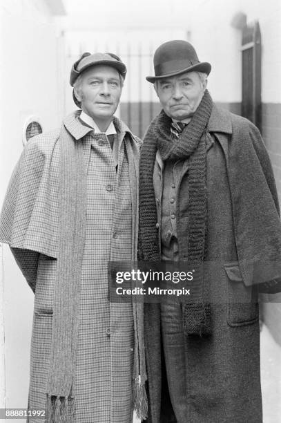 Holmes and Watson after 'Jack the Ripper'. Christopher Plummer and James Mason on location in Windsor, Berkshire, 22nd June 1978.