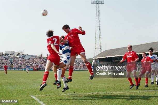 Football match, Reading v Swindon Town. Final score 3-0 to Reading. League Division 1, 1st April 1995.