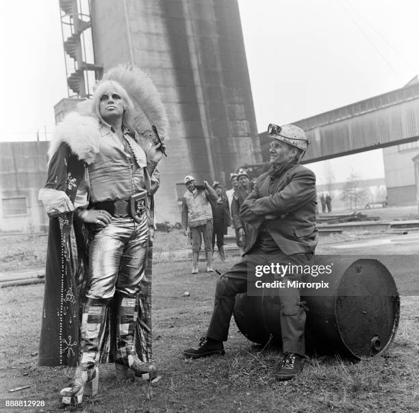 Adrian Street, Welsh professional wrestler, pictured with his father, a coal miner, 2nd November 1974.