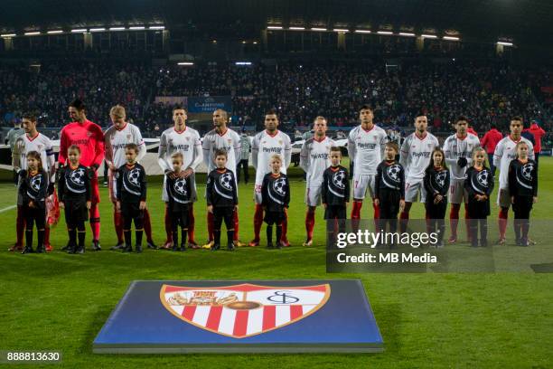 Players of Sevilla during Group E football match between NK Maribor and FC Sevilla in 6th Round of UEFA Champions League, on December 6, 2017 in...