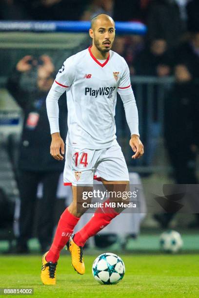 Guido Pizarro of FC Sevilla during Group E football match between NK Maribor and FC Sevilla in 6th Round of UEFA Champions League, on December 6,...