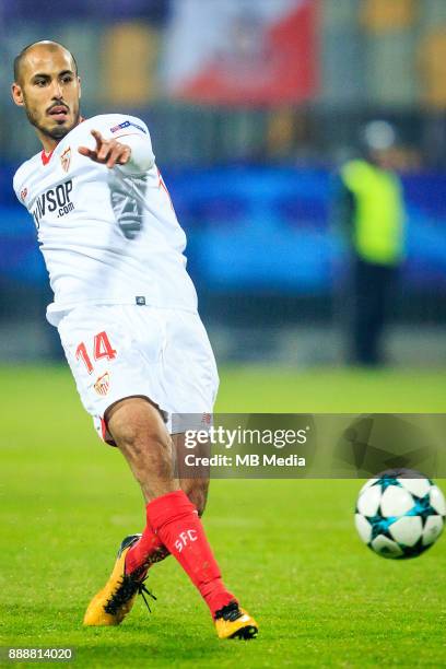 Guido Pizarro of FC Sevilla during Group E football match between NK Maribor and FC Sevilla in 6th Round of UEFA Champions League, on December 6,...