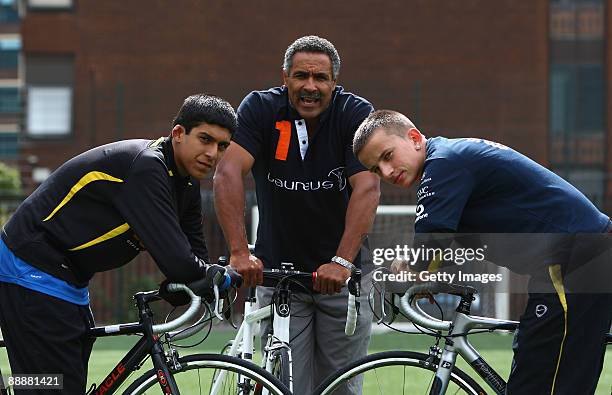 Daley Thompson, member of the Laureus World Sports Academy visits the Manchester Kickz prodject at Old Trafford on the eve of his departure for...