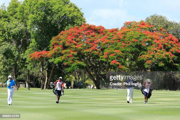 Mark McNulty of Ireland and Peter Fowler of Australia in action during the second round of the MCB Tour Championship played over the Legends Course...