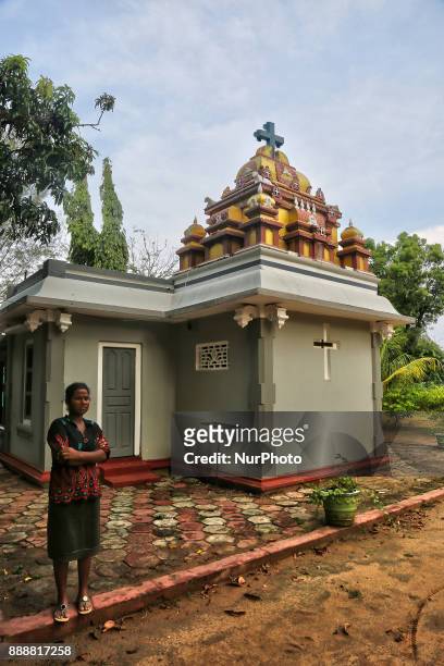 The Karuna Nilayam Church of Ceylon in Killinochchi, Sri Lanka. The unique style of design of the Karuna Nilayam Catholic Church mimics the...
