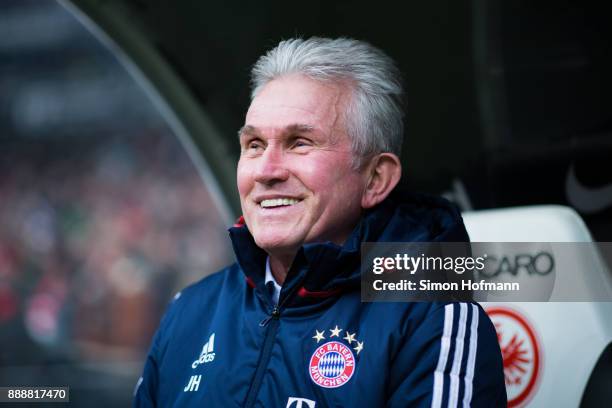 Head coach Jupp Heynckes of Muenchen smiles during the Bundesliga match between Eintracht Frankfurt and FC Bayern Muenchen at Commerzbank-Arena on...