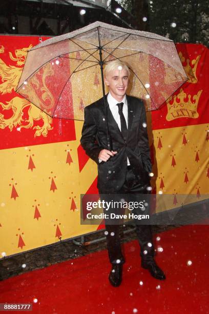 Tom Felton attends the world premiere of 'Harry Potter and the Half Blood Prince' held at the Odeon Leicester Square on July 7, 2009 in London,...