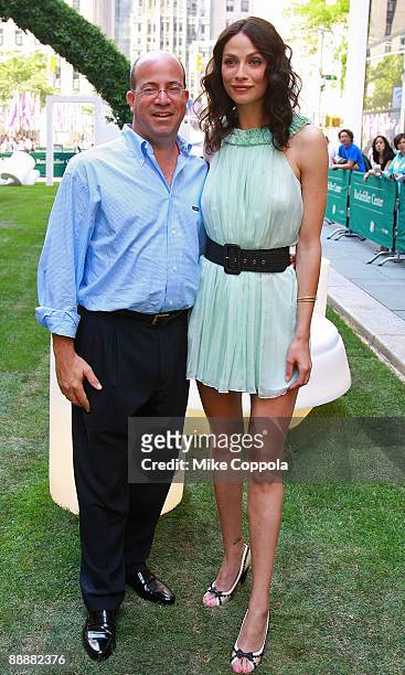 President and CEO of NBC Universal Jeff Zucker and actress Joanne Kelly attend the Syfy Imagination Park dedication ceremony at Rockefeller Center...