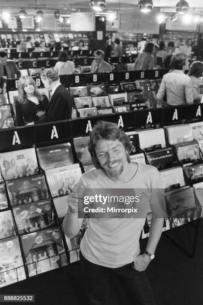 Richard Branson, 28 year old mastermind behind Virgin Music company. Seen here in his Virgin Mega Store Record Shop. In this set of 21 pictures ,...