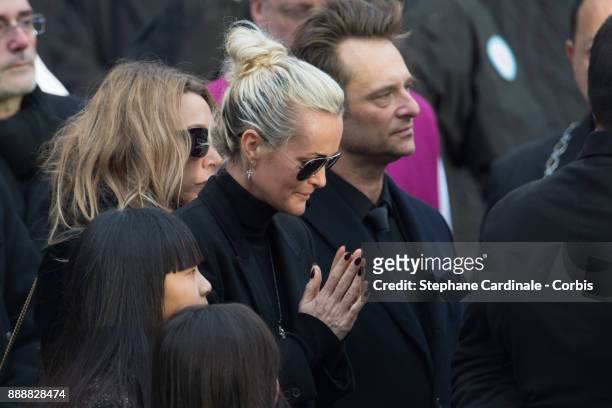 Laura Smet, Laetitia Hallyday, David Hallyday, Jade and Joy Hallyday are seen after the Johnny Hallyday's Funeral at Eglise De La Madeleine on...