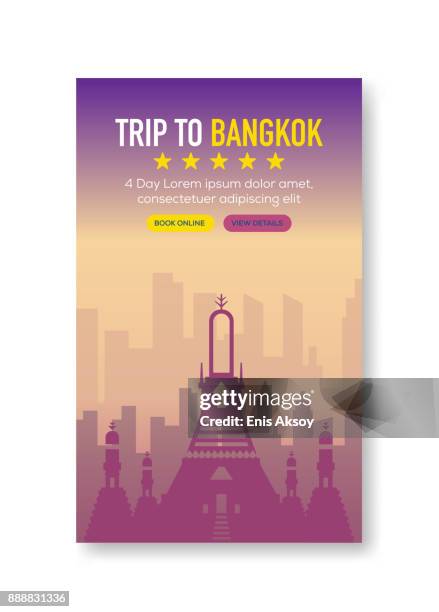 trip to bangkok banner - wat stock illustrations