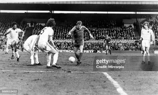 Middlesbrough 2-0 Aston Villa, Division One match at Ayresome Park, Saturday 10th March 1979. John Mahoney, Middlesbrough player tries to find a way...