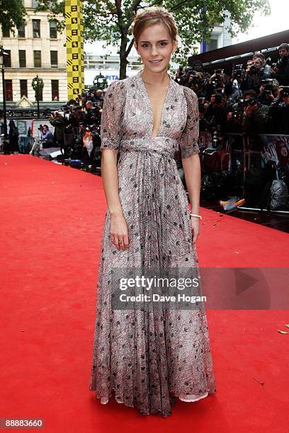 Emma Watson attends the world premiere of 'Harry Potter and the Half Blood Prince' held at the Odeon Leicester Square on July 7, 2009 in London,...