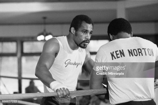 Ken Norton training at the Solar Gym ahead of his third title fight with Muhammad Ali, 20th September 1976.