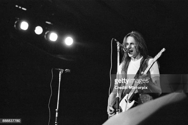 Status Quo perform at The Reading Festival on Saturday 25th August 1973. Picture shows Francis Rossi The festival was then called The Thirteenth...