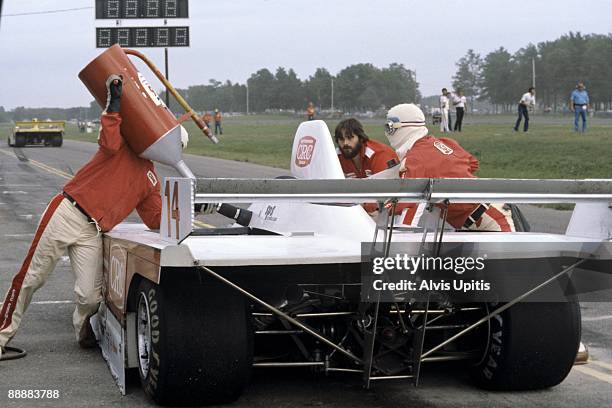 Pit stop for Al Holbert's CAC-1 during the Can Am race held at Brainerd International Raceway on August 10, 1980 in Brainerd, Minnesota.