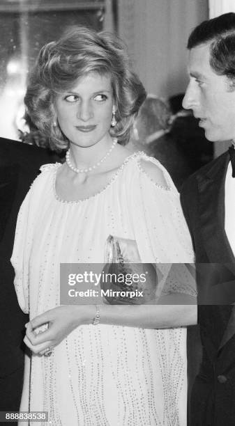 Princess of Wales with Prince Charles at London's Royal Opera House after a charity concert. See other frames in this set of The Princess and Prince...