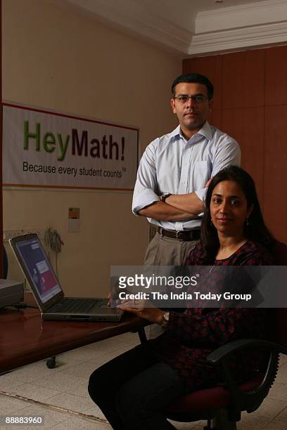 Harsh Rajan with his wife Nirmala Sankaran, Co-Founders and Managing Directors of HeyMath in Chennai, Tamil Nadu, India.