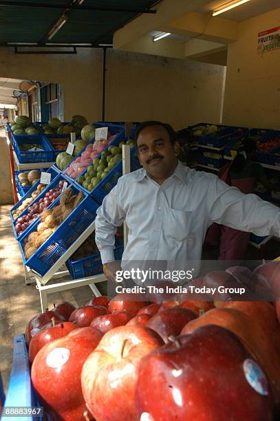 Subramanian, Managing Director of Subhiksha Supermarket and Pharmacy at one of their outlet at Thiruvanmiyur in Chennai, Tamil Nadu, India