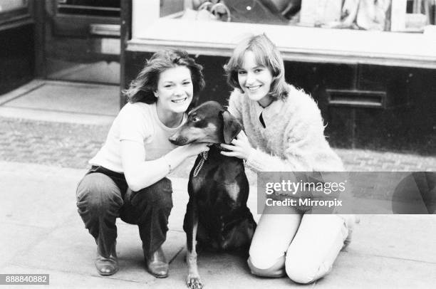 Killer's Moon, photo-call to promote new film, London, 15th November 1978. Pictured, actors in film, Lisa Vanderpump aged 17 and Georgina Kean aged...